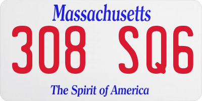 MA license plate 308SQ6