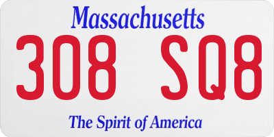 MA license plate 308SQ8