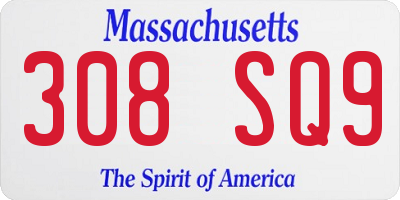 MA license plate 308SQ9