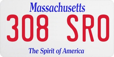 MA license plate 308SR0