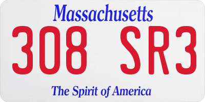 MA license plate 308SR3
