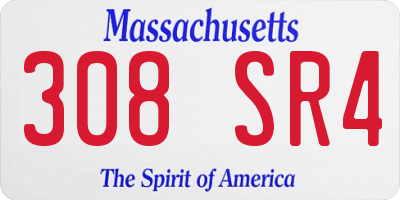 MA license plate 308SR4