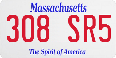 MA license plate 308SR5