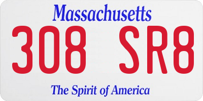 MA license plate 308SR8