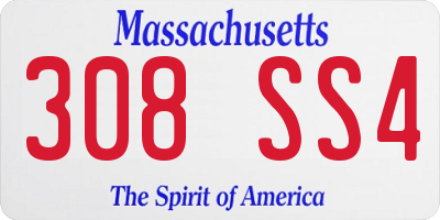 MA license plate 308SS4