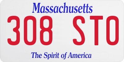 MA license plate 308ST0