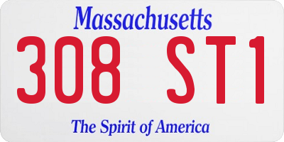 MA license plate 308ST1