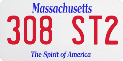 MA license plate 308ST2