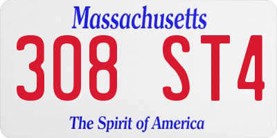 MA license plate 308ST4