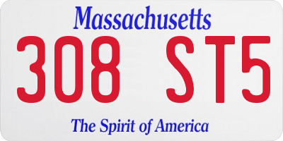MA license plate 308ST5