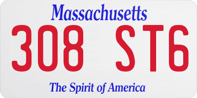 MA license plate 308ST6