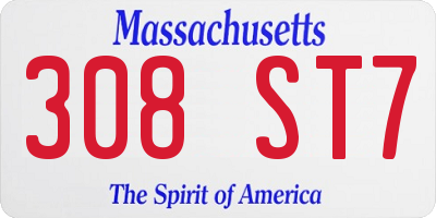 MA license plate 308ST7