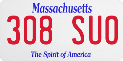 MA license plate 308SU0