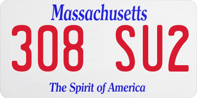 MA license plate 308SU2