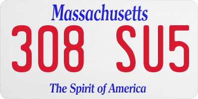 MA license plate 308SU5