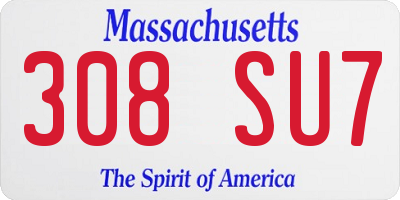 MA license plate 308SU7