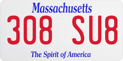 MA license plate 308SU8