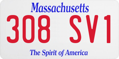 MA license plate 308SV1