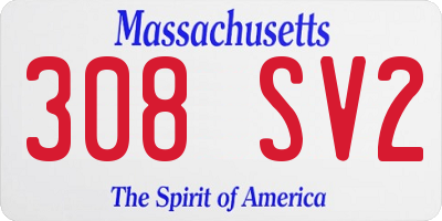 MA license plate 308SV2