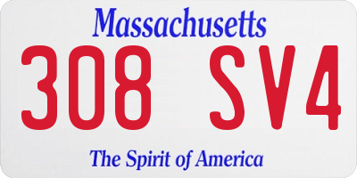 MA license plate 308SV4