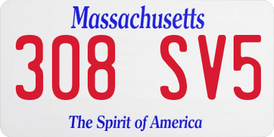 MA license plate 308SV5