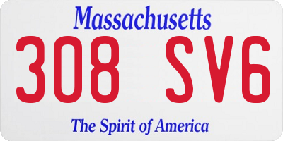 MA license plate 308SV6