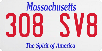 MA license plate 308SV8
