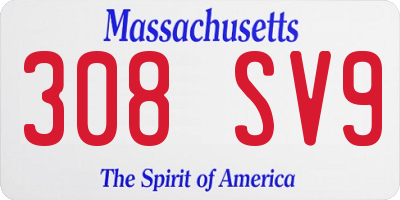 MA license plate 308SV9