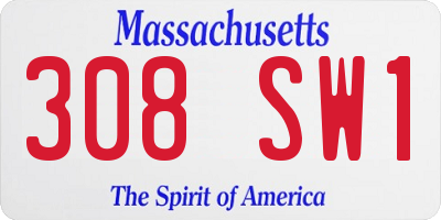 MA license plate 308SW1