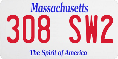 MA license plate 308SW2