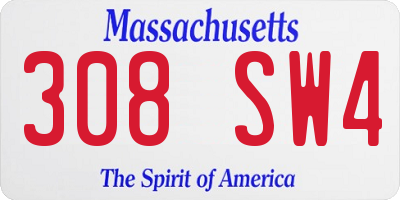 MA license plate 308SW4