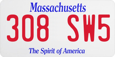 MA license plate 308SW5