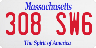 MA license plate 308SW6