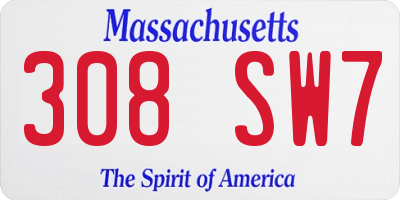 MA license plate 308SW7