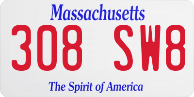 MA license plate 308SW8