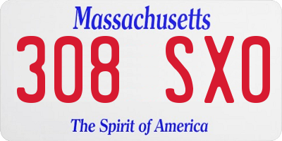 MA license plate 308SX0