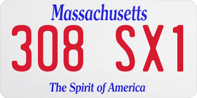 MA license plate 308SX1