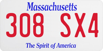 MA license plate 308SX4