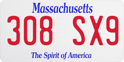 MA license plate 308SX9