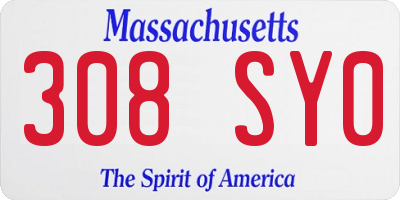 MA license plate 308SY0