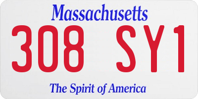 MA license plate 308SY1