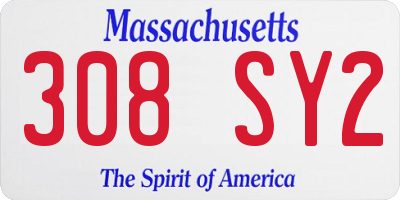 MA license plate 308SY2