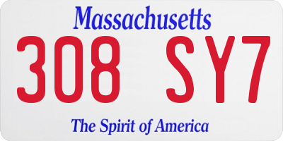MA license plate 308SY7