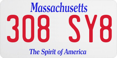 MA license plate 308SY8