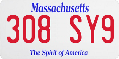 MA license plate 308SY9
