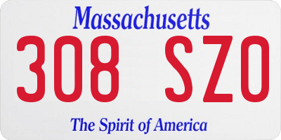 MA license plate 308SZ0