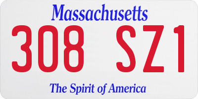 MA license plate 308SZ1