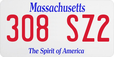 MA license plate 308SZ2