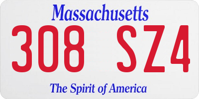 MA license plate 308SZ4