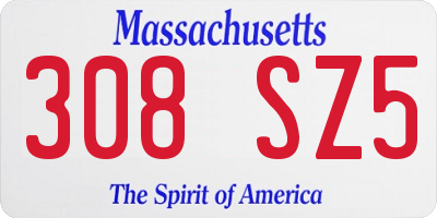 MA license plate 308SZ5